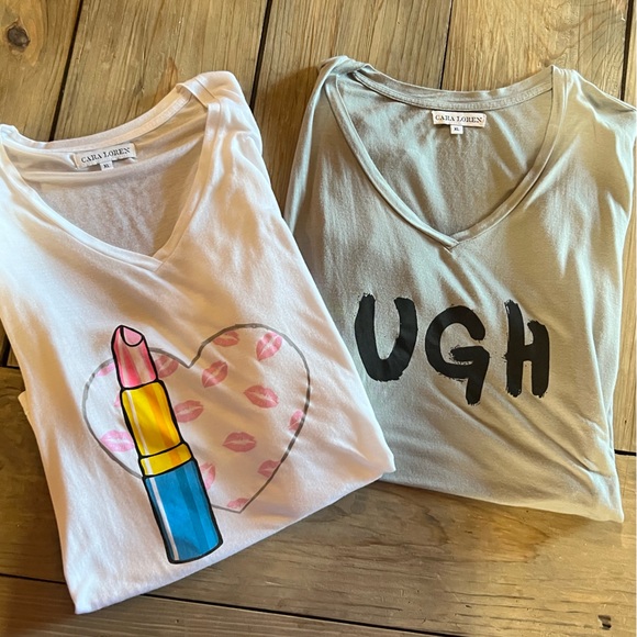 CARA LOREN Oversized V Neck Graphic Tees Bundle - Picture 2 of 11